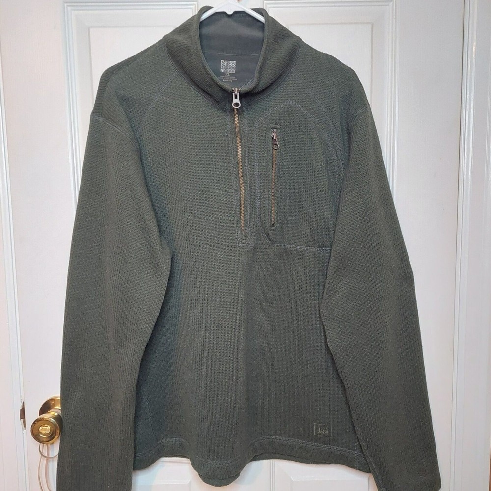 REI Co-Op Trailsmith Olive Green Quarter Zip Fleece Pullover Sweater Size XLarge